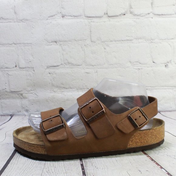 Birkenstock Shoes - BIRKENSTOCK Milano Unisex Brown Leather Double Buckle Sandals Size 39 M 6 / L 8